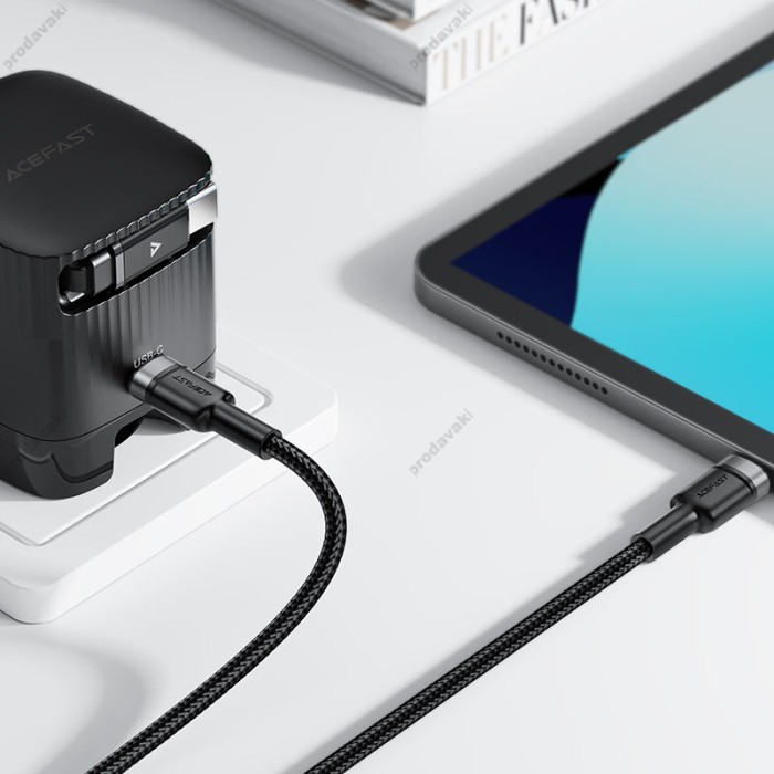 Кабель ACEFAST C22-03 aluminum alloy charging data cable Type-C to Type-C 60W 3A 1.2m Black
