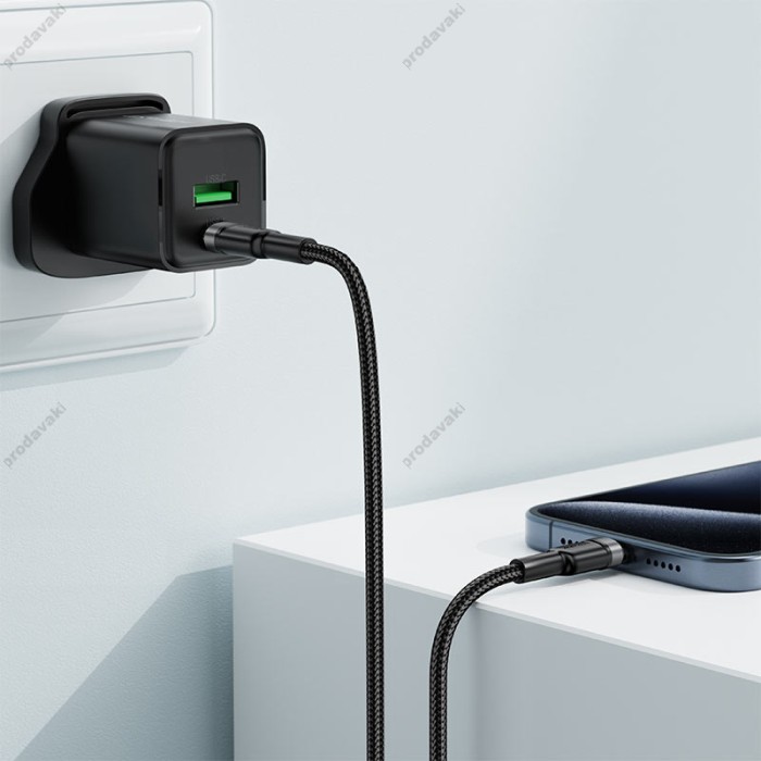 Кабель ACEFAST C22-03 aluminum alloy charging data cable Type-C to Type-C 60W 3A 1.2m Black