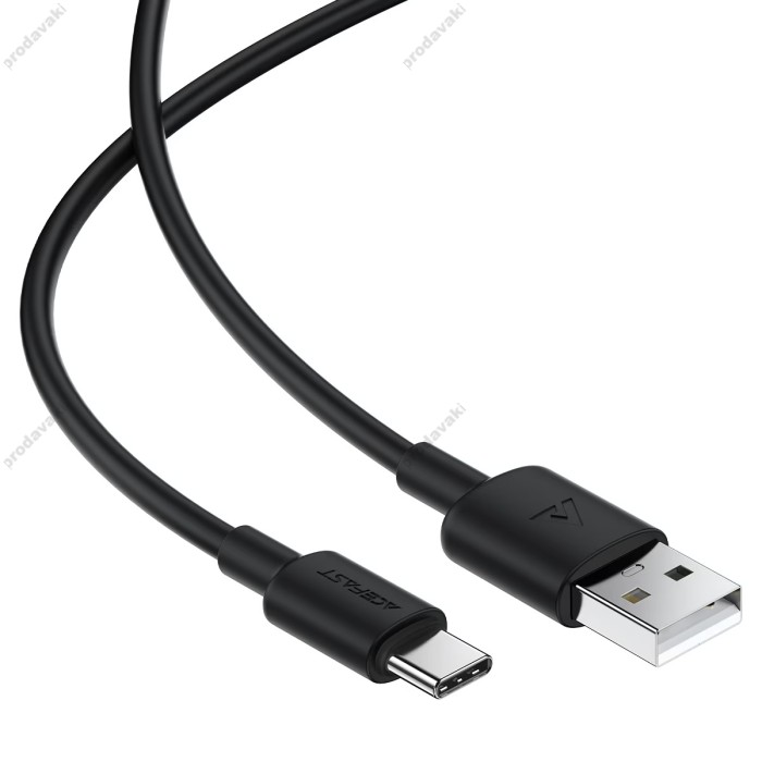 Кабель ACEFAST C25-04 silicone charging data cable USB to Type-C 3A 1.2m Black