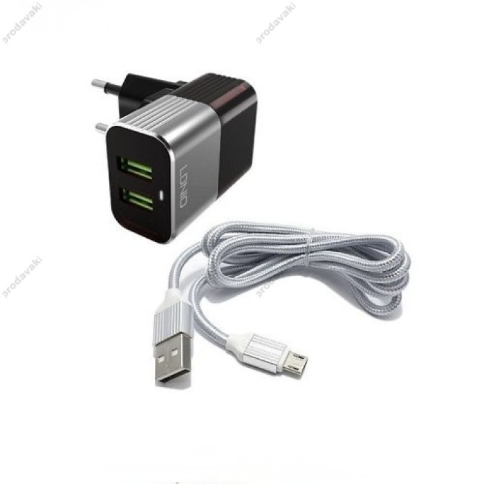 Мережевий зарядний пристрій LDNIO DL-A2206 Home Charger Micro cable 12W Grey