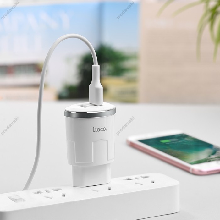 Мережевий зарядний пристрій HOCO C38A Thunder Power Charger 12W White