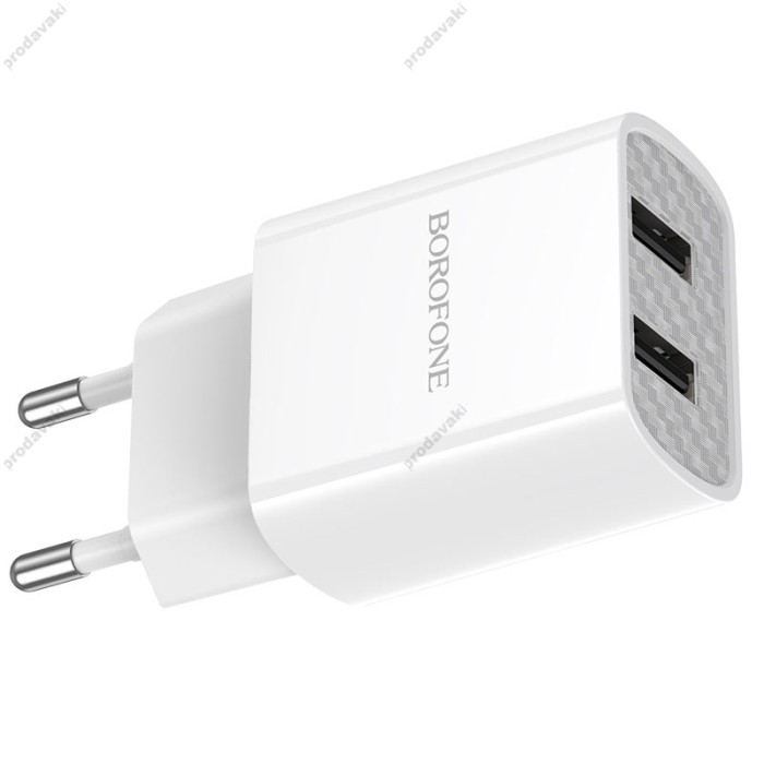 Мережевий зарядний пристрій BOROFONE BA53A Powerway dual port charger Type-C cable 10.5W White
