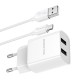 Мережевий зарядний пристрій BOROFONE BA53A Powerway dual port charger Type-C cable 10.5W White