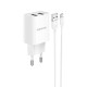 Мережевий зарядний пристрій BOROFONE BA53A Powerway dual port charger Type-C cable 10.5W White