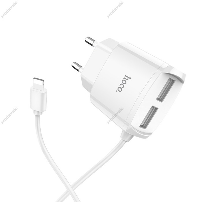 Мережевий зарядний пристрій HOCO C59A Mega joy Lightning cable 10.5W White