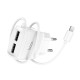 Мережевий зарядний пристрій HOCO C59A Mega joy Lightning cable 10.5W White