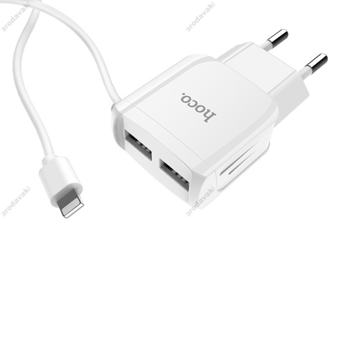 Мережевий зарядний пристрій HOCO C59A Mega joy Lightning cable 10.5W White