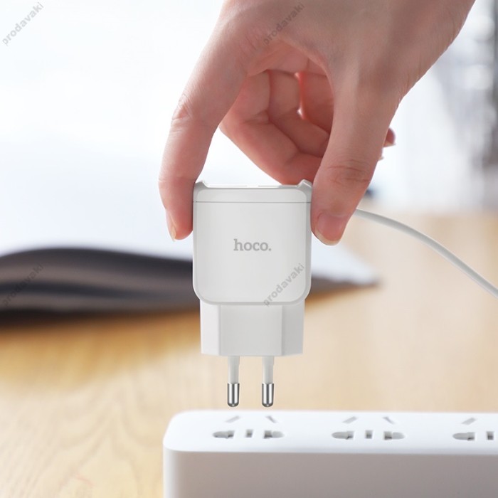 Мережевий зарядний пристрій HOCO C59A Mega joy Lightning cable 10.5W White