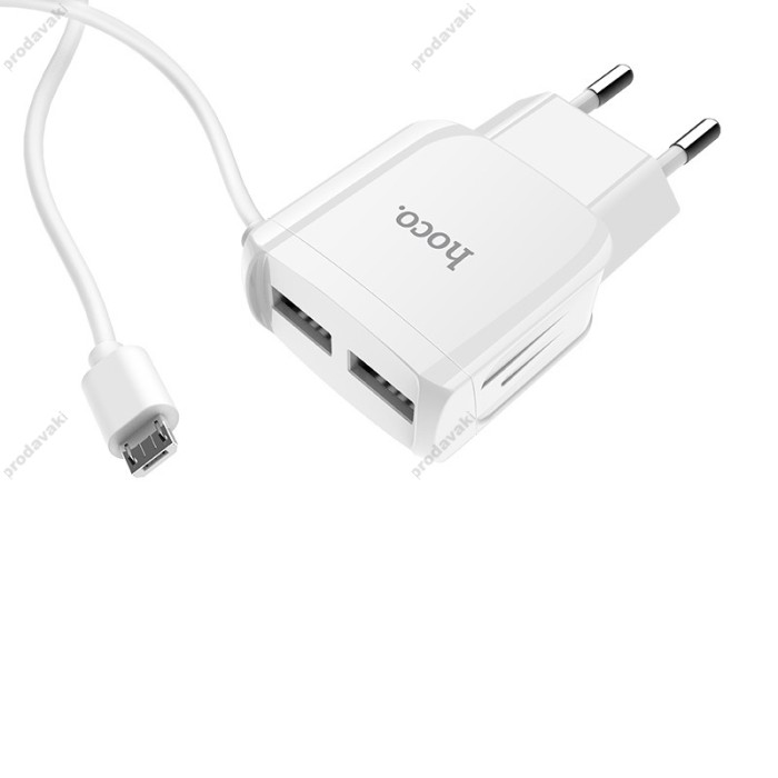 Мережевий зарядний пристрій HOCO C59A Mega joy Micro USB cable 10.5W White