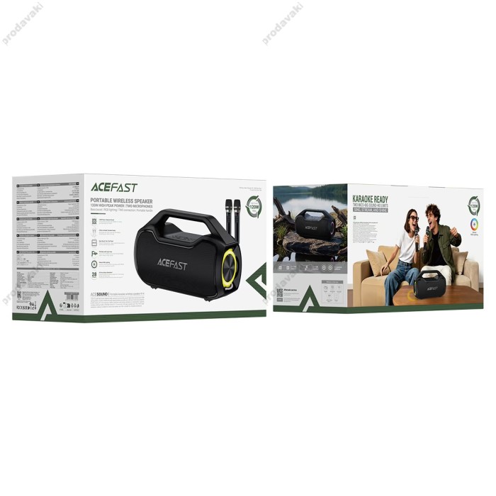 Портативна колонка Bluetooth ACEFAST K14 portable karaoke wireless speaker IPX4 BT6.0 120W Black