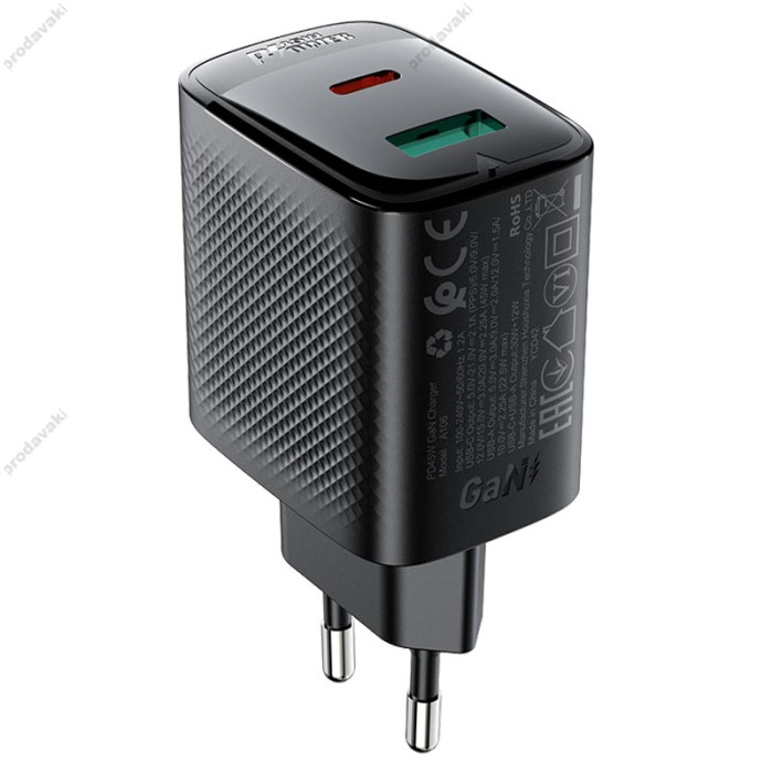 Мережевий зарядний пристрій Acefast A106 Fast charger 45W Black