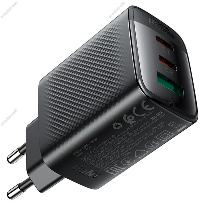 Мережевий зарядний пристрій Acefast A108 Fast Charge Wall Charger 67W Black
