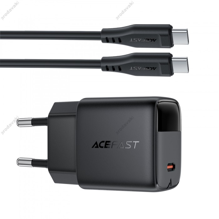 Мережевий зарядний пристрій ACEFAST A115 Fast Charge Wall Charger Type-C cable 30W Black