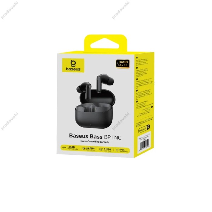 Бездротові Bluetooth навушники Baseus Bass BP1 NC In-Ear True Wireless Earbuds Black A0010704