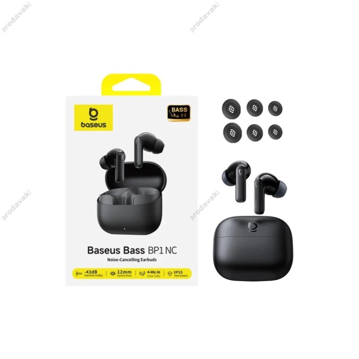 Бездротові Bluetooth навушники Baseus Bass BP1 NC In-Ear True Wireless Earbuds Black A0010704