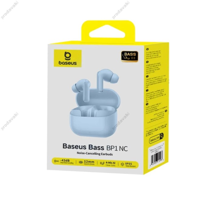 Бездротові Bluetooth навушники Baseus Bass BP1 NC In-Ear True Wireless Earbuds Blue A0010706