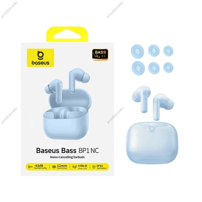 Бездротові Bluetooth навушники Baseus Bass BP1 NC In-Ear True Wireless Earbuds Blue A0010706