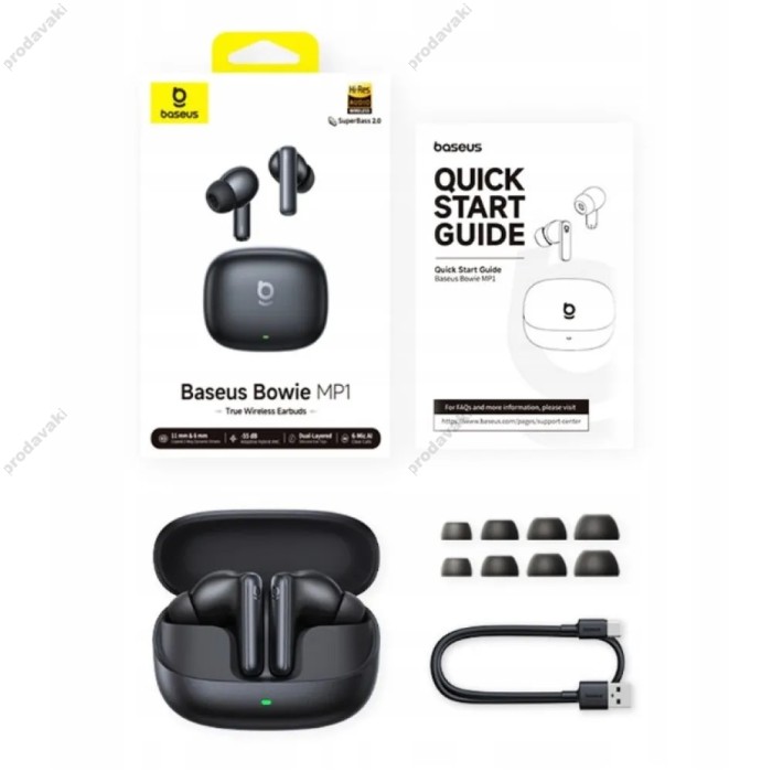 Бездротові Bluetooth навушники Baseus Bowie MP1 True Wireless Earbuds Black A0010604