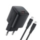 Мережевий зарядний пристрій ACEFAST A119 mini GaN fast charger Type-C cable 45W Black