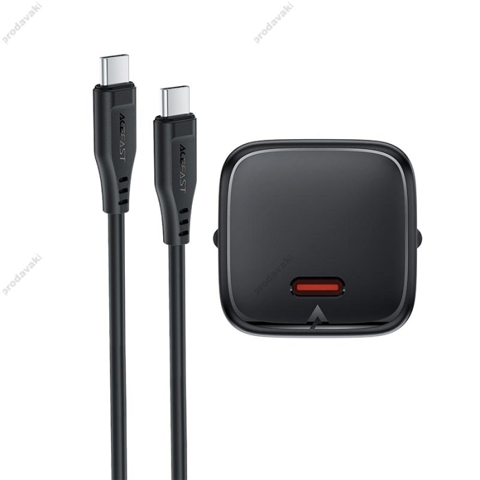 Мережевий зарядний пристрій ACEFAST A119 mini GaN fast charger Type-C cable 45W Black
