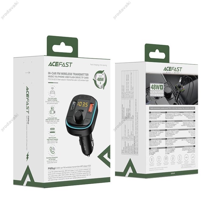 FM-трансмітер ACEFAST B23 with Bluetooth PD48W QC3.0 Black