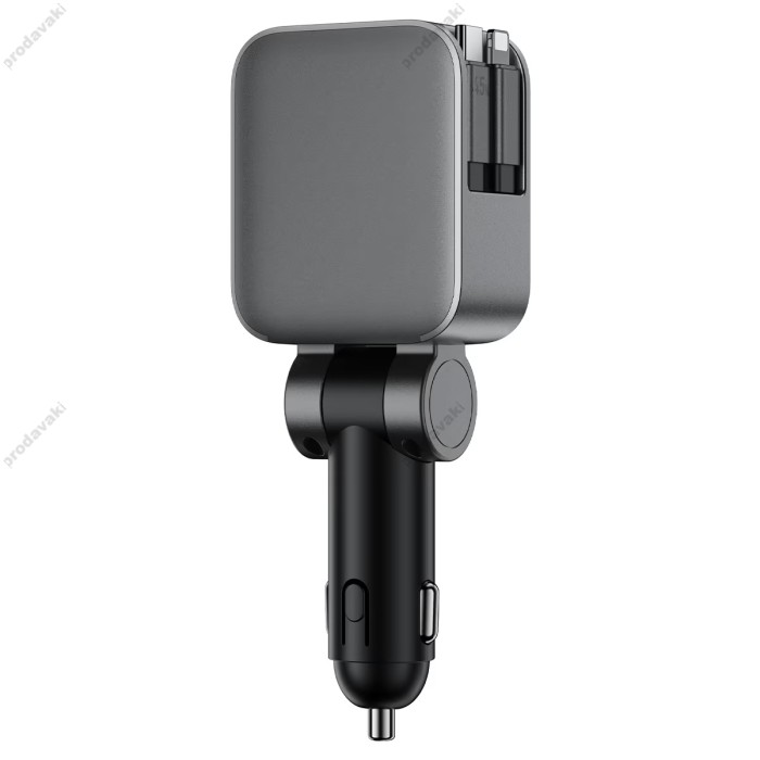 Автомобільний зарядний пристрій ACEFAST B27 car charger with telescopic cable 3A 60W Black