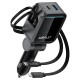 Автомобільний зарядний пристрій ACEFAST B27 car charger with telescopic cable 3A 60W Black
