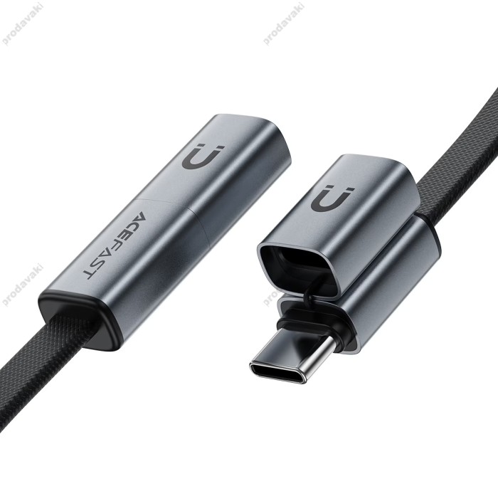 Кабель ACEFAST C27-04 magnetic charging data cable Type-C to Type-C 60W 3A 1.2m Black