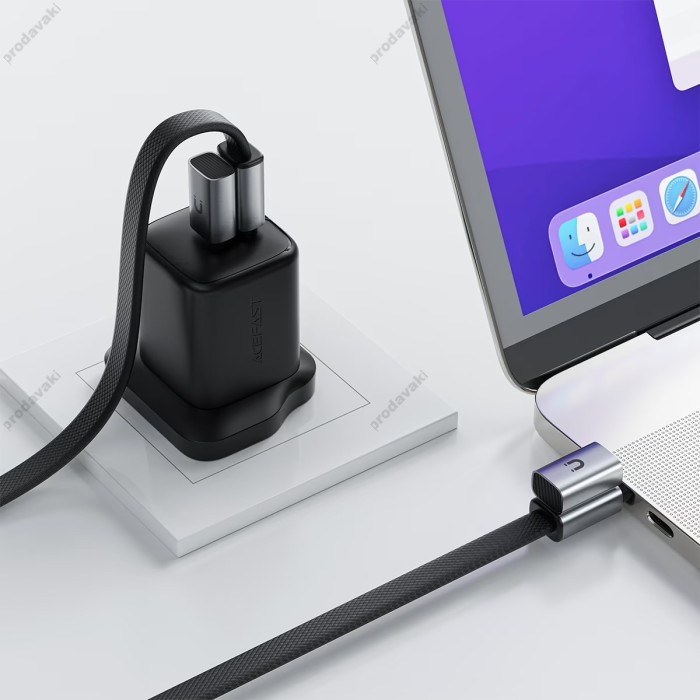 Кабель ACEFAST C27-04 magnetic charging data cable Type-C to Type-C 60W 3A 1.2m Black