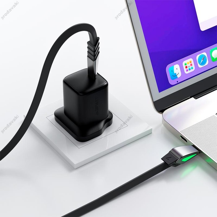 Кабель ACEFAST C30-03 silicone fast charging data cable Type-C to Type-C 240W 5A 1.6m Black