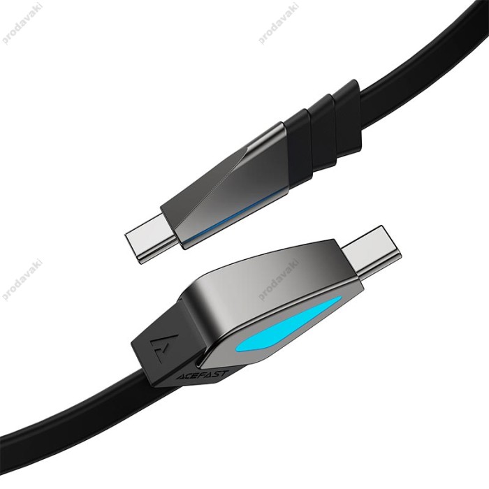 Кабель ACEFAST C30-03 silicone fast charging data cable Type-C to Type-C 240W 5A 1.6m Black