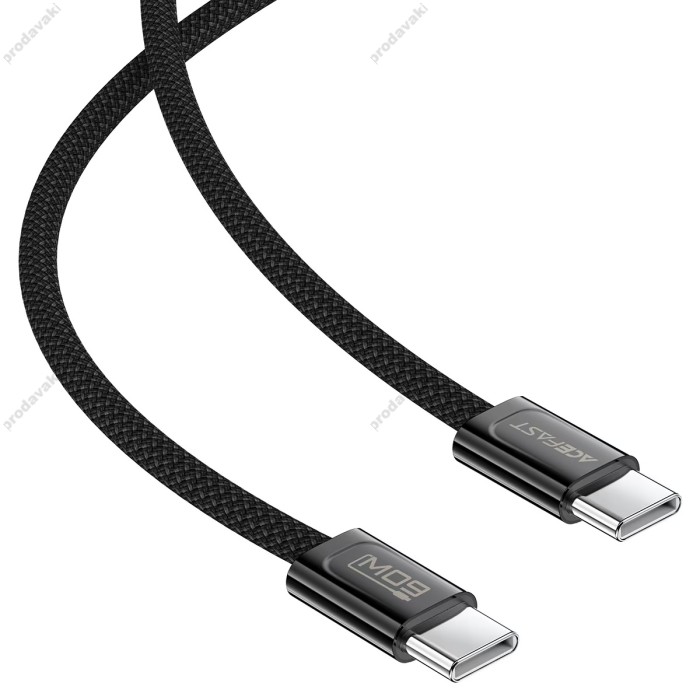 Кабель ACEFAST C34-03 zinc alloy charging data cable Type-C to Type-C 60W 3A 1.2m Black