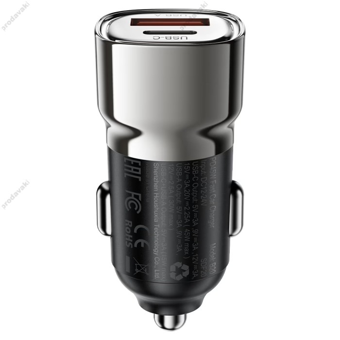 Автомобільний зарядний пристрій ACEFAST B20 PD dual port 3A 45W Grey