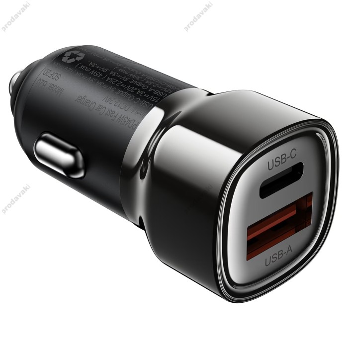 Автомобільний зарядний пристрій ACEFAST B20 PD dual port 3A 45W Grey