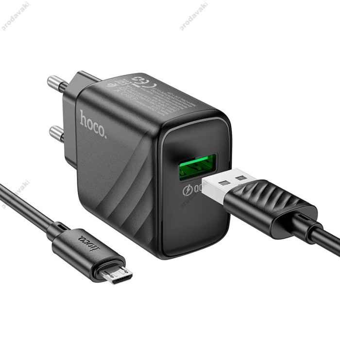 Мережевий зарядний пристрій Hoco CS21A Rich single port charger Micro USB cable 18W Black