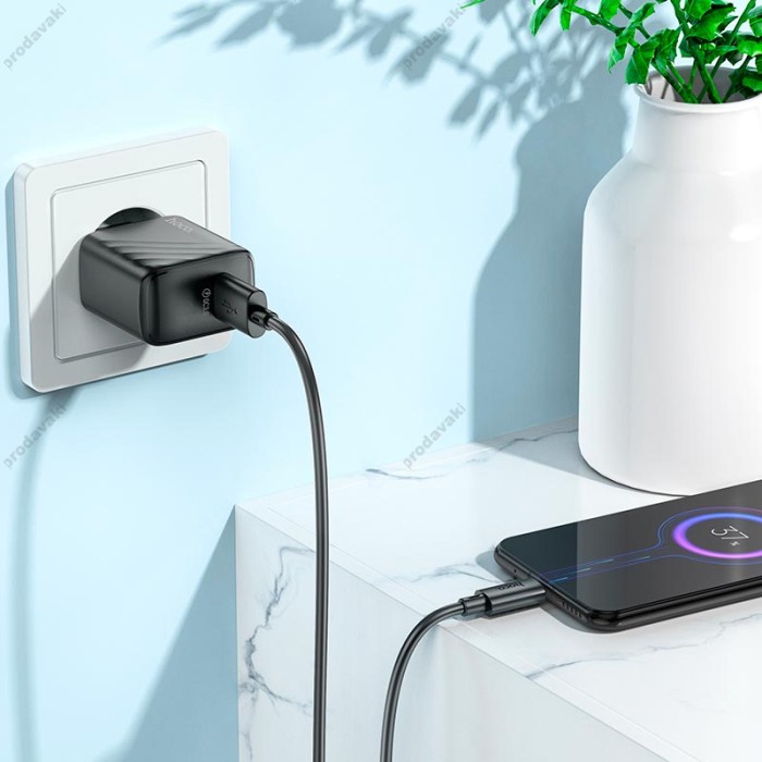 Мережевий зарядний пристрій Hoco CS21A Rich single port charger Micro USB cable 18W Black