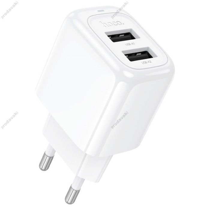 Мережевий зарядний пристрій Hoco CS51A Surplus dual port charger Lightning cable 12W White