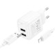 Мережевий зарядний пристрій Hoco CS51A Surplus dual port charger Lightning cable 12W White