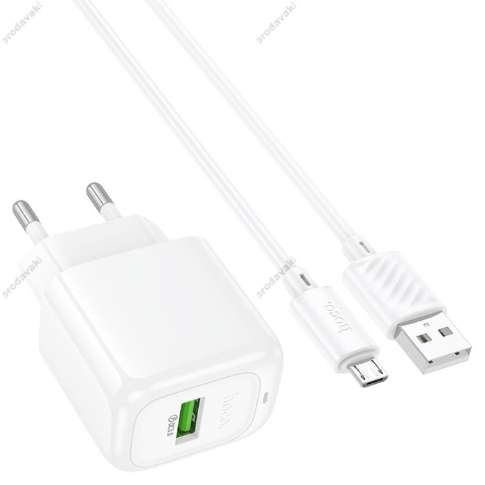 Мережевий зарядний пристрій Hoco CS52A Surplus single port charger Micro USB cable 18W White