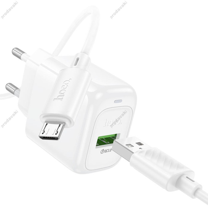 Мережевий зарядний пристрій Hoco CS52A Surplus single port charger Micro USB cable 18W White