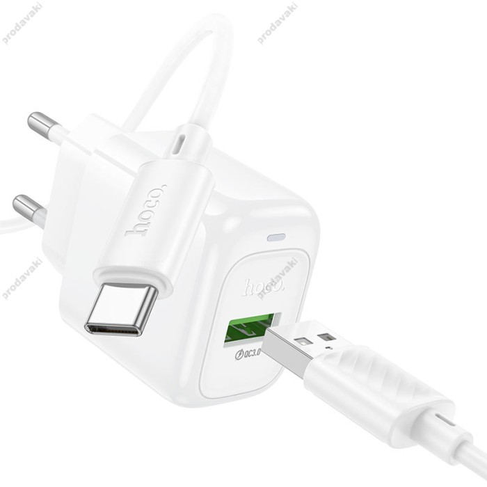 Мережевий зарядний пристрій Hoco CS52A Surplus single port charger Type-C cable 18W White