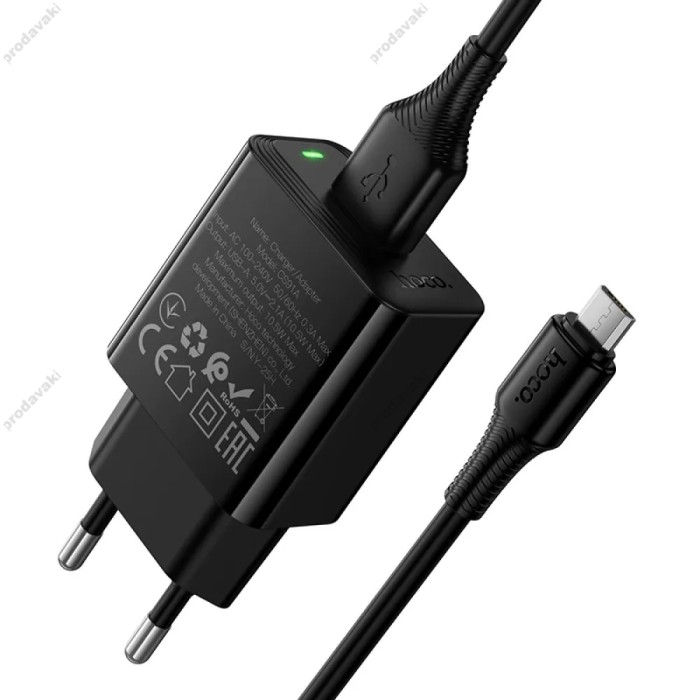 Мережевий зарядний пристрій Hoco CS91A Leader single port charger Micro USB cable 10.5W Black
