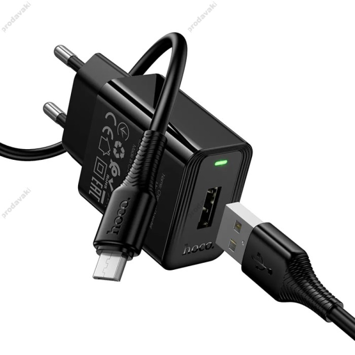 Мережевий зарядний пристрій Hoco CS91A Leader single port charger Micro USB cable 10.5W Black