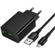 Мережевий зарядний пристрій Hoco CS92A Leader single port charger Micro USB cable 18W Black