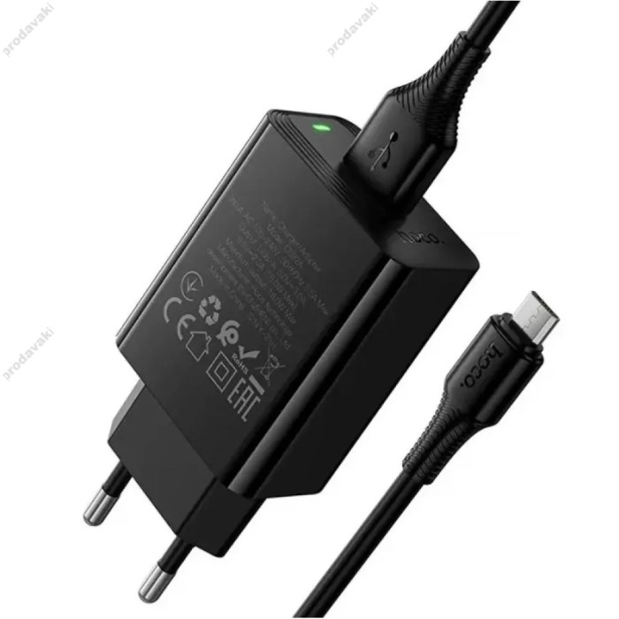 Мережевий зарядний пристрій Hoco CS92A Leader single port charger Micro USB cable 18W Black
