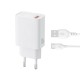 Мережевий зарядний пристрій XO L159 Fast Charger Type-C cable 18W White