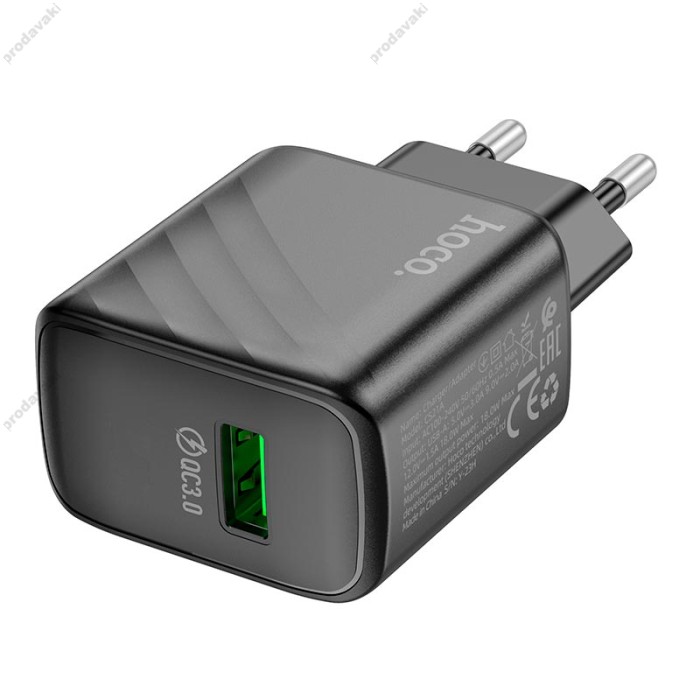 Мережевий зарядний пристрій Hoco CS21A Rich single port charger Type-C cable 18W Black