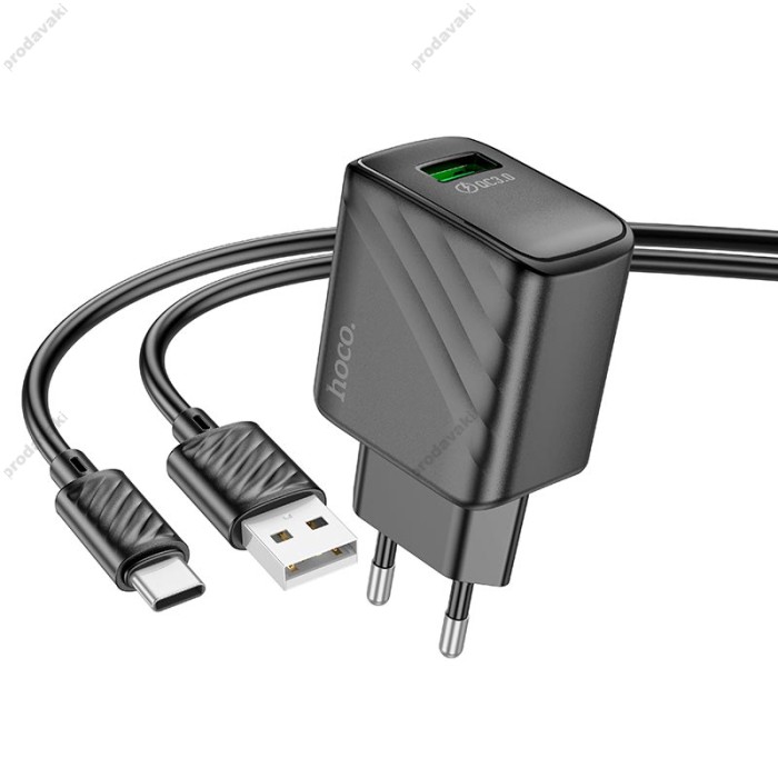 Мережевий зарядний пристрій Hoco CS21A Rich single port charger Type-C cable 18W Black
