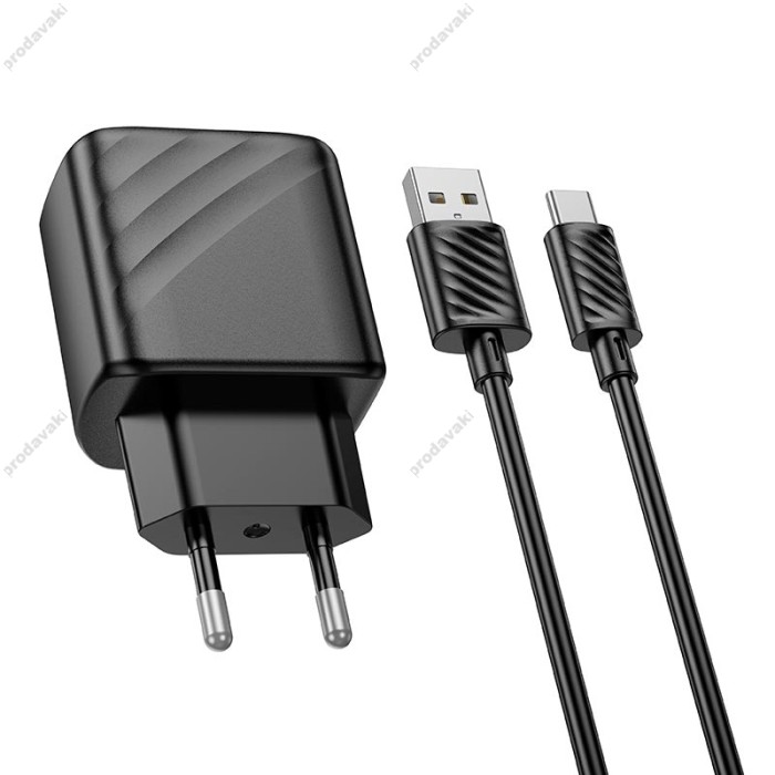 Мережевий зарядний пристрій Hoco CS21A Rich single port charger Type-C cable 18W Black