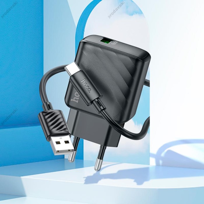 Мережевий зарядний пристрій Hoco CS21A Rich single port charger Type-C cable 18W Black